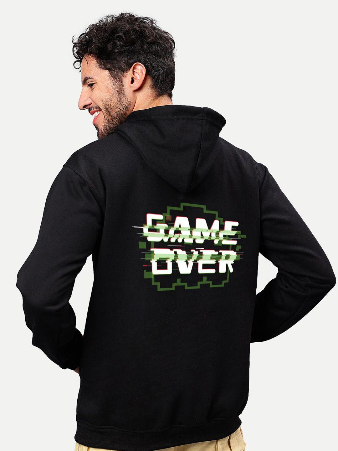 mad over print typography printed hooded fleece pullover sweatshirt