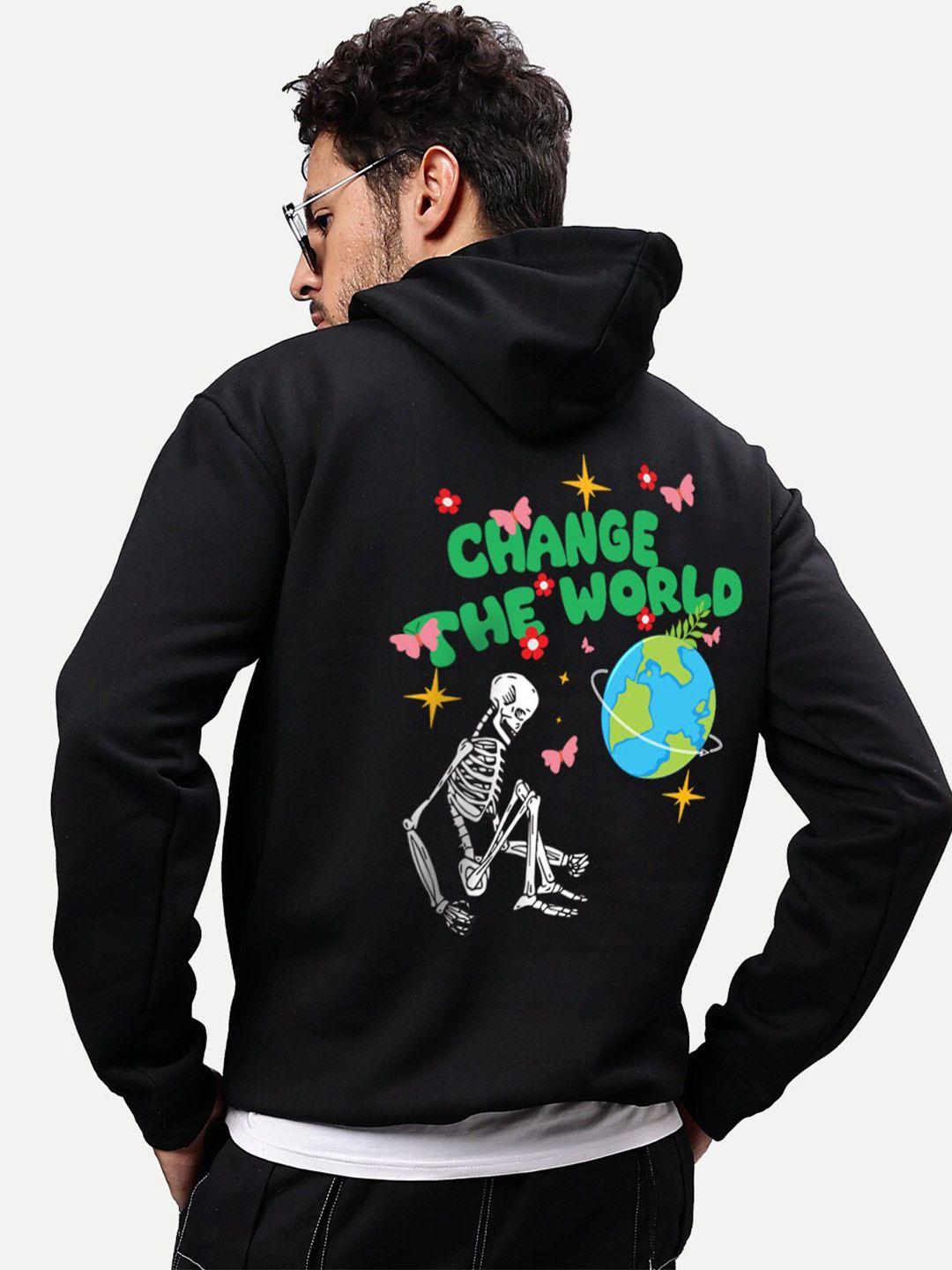 mad over print men black hooded sweatshirt