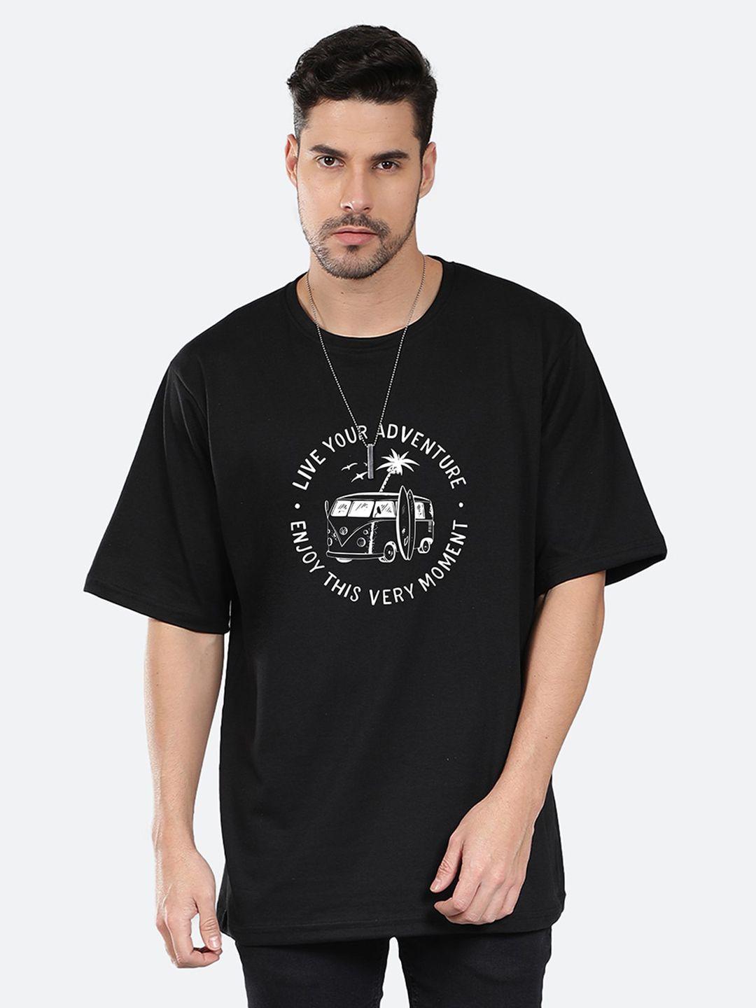 mad over print men black typography printed applique t-shirt