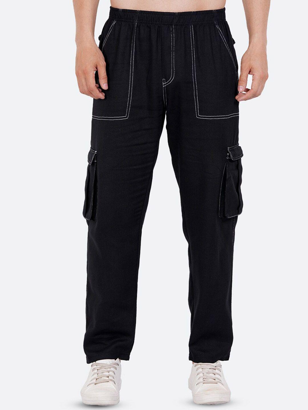 mad over print men relaxed loose fit cotton cargo trousers
