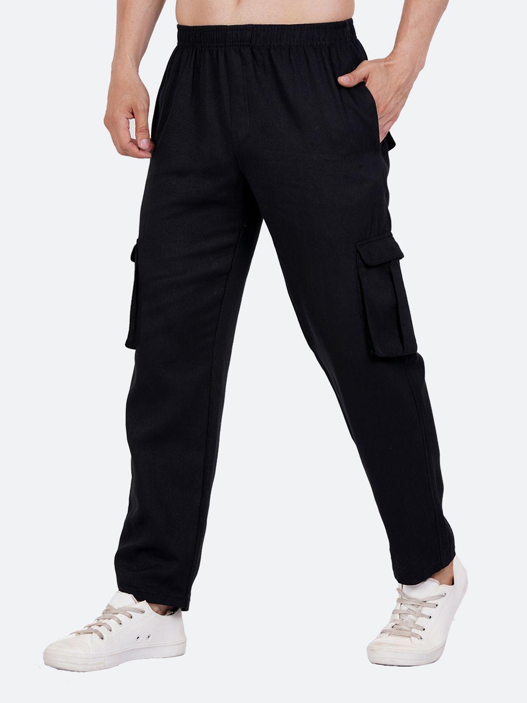 mad over print men relaxed loose fit cotton cargo trousers