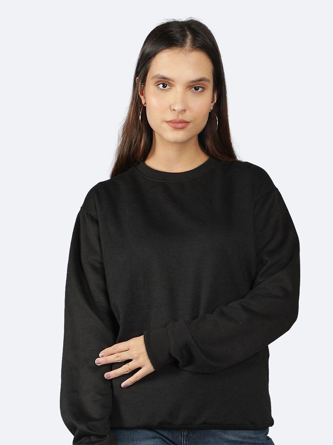 mad over print round neck long sleeves fleece sweatshirt