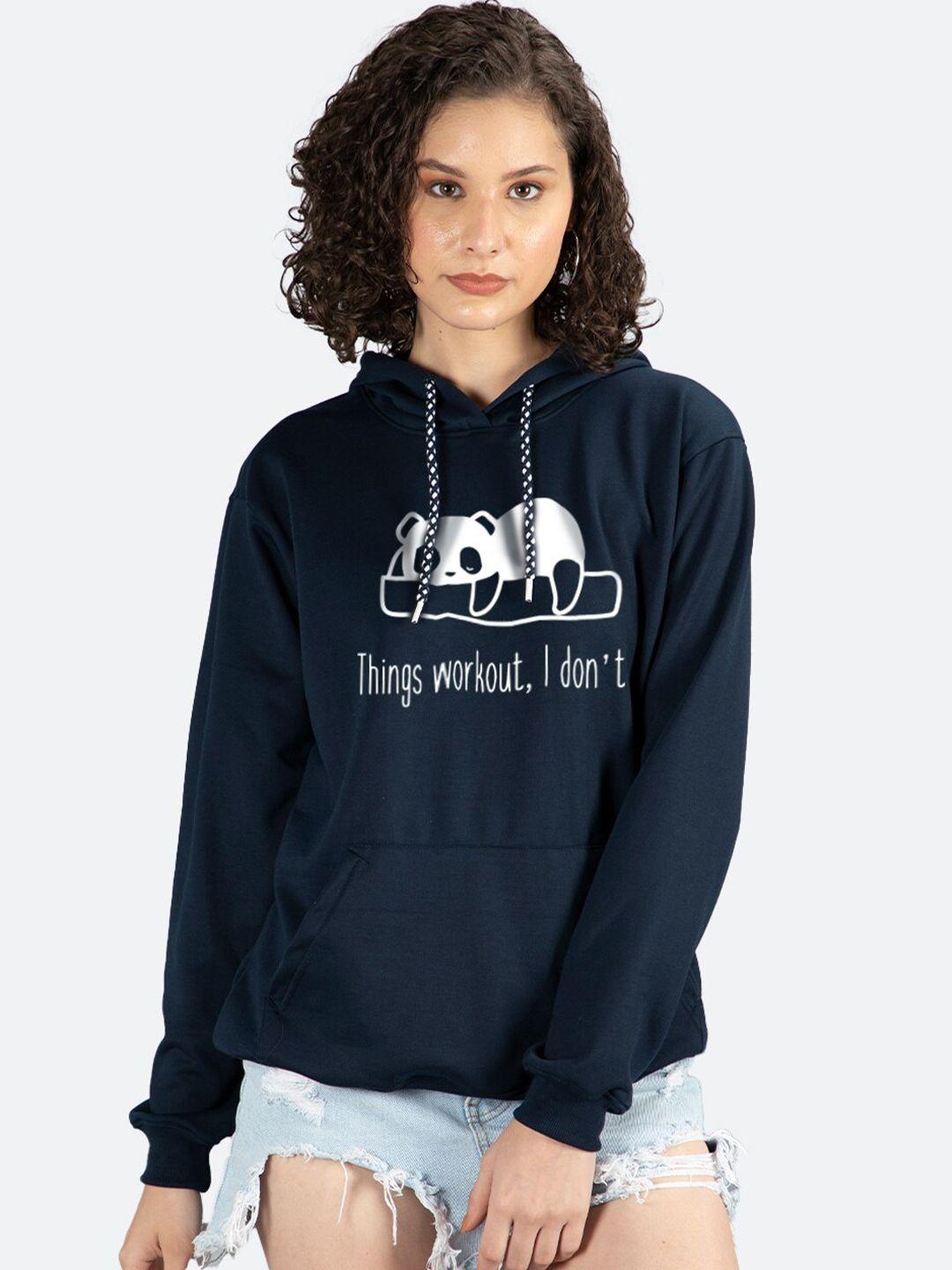 mad over print typography printed hooded fleece sweatshirt