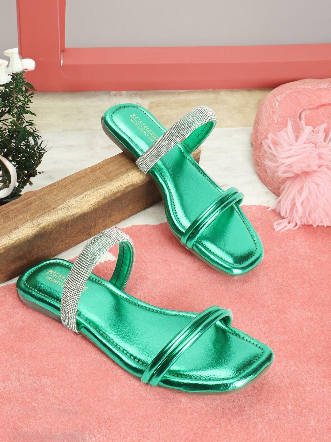 madam glorious embellished double strap open toe flats