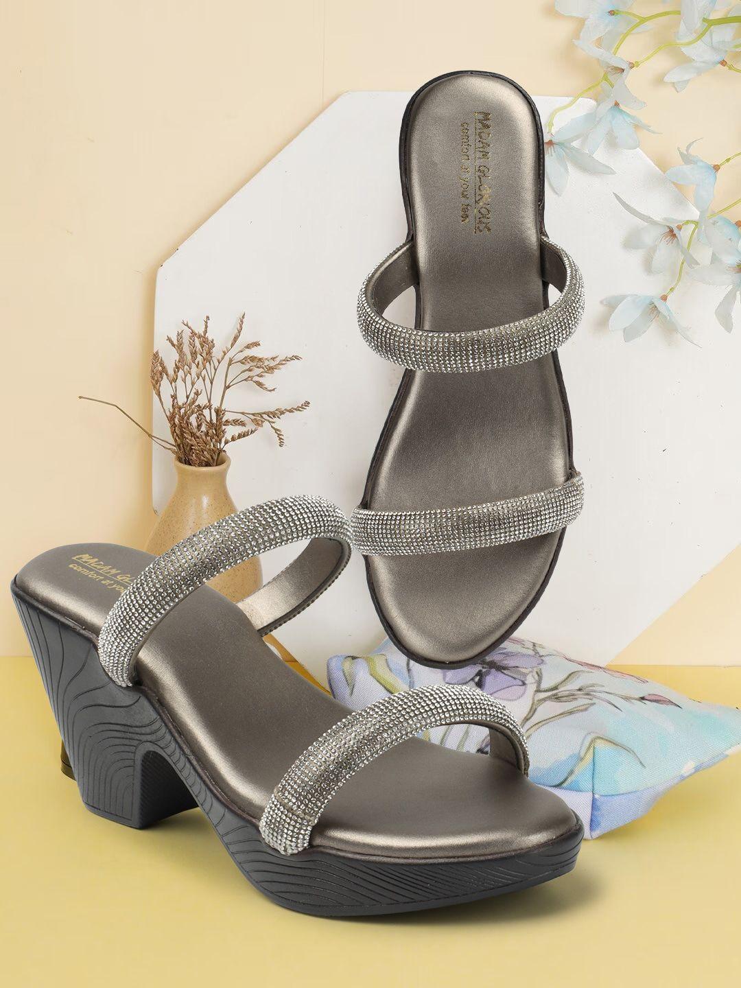madam glorious grey party block sandals