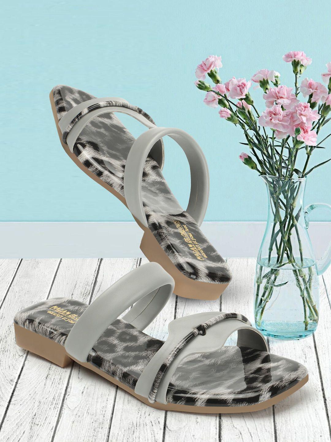 madam glorious printed double strap open toe flats