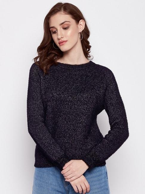 madame black cotton regular fit sweater