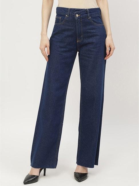 madame blue cotton regular fit mid rise jeans