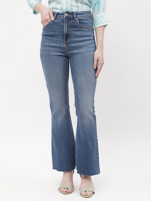 madame blue cotton regular fit mid rise jeans