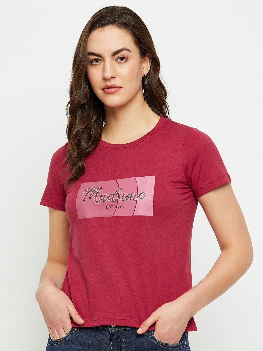 madame brand logo printed cotton styled back top