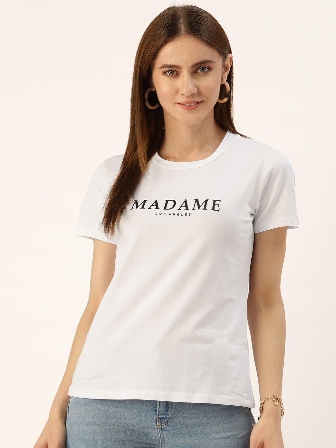 madame brand logo printed pure cotton t-shirt