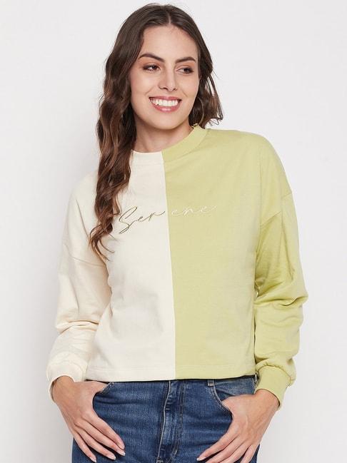 madame cream & green color-block sweatshirt
