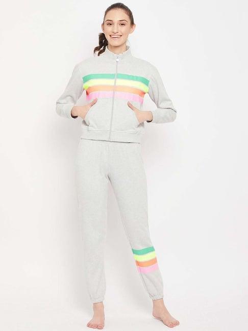 madame-grey-color-block-jacket-joggers-set