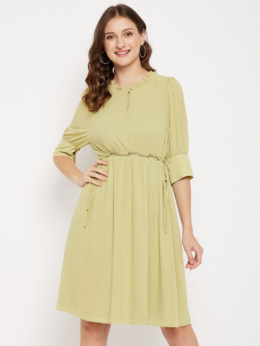 madame keyhole neck tie-up fit & flare dress
