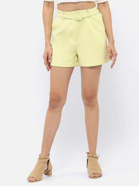 madame light yellow relaxed fit shorts