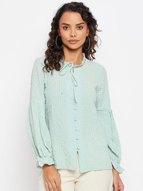 madame mint green chequered top