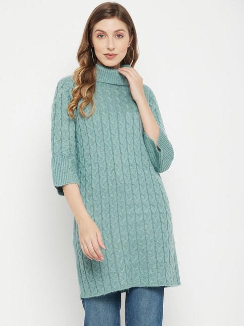 madame mint wool self design sweater
