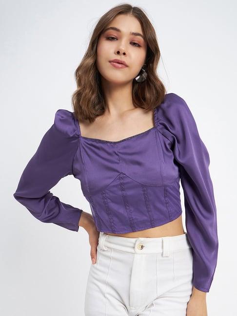 madame purple relaxed fit crop top
