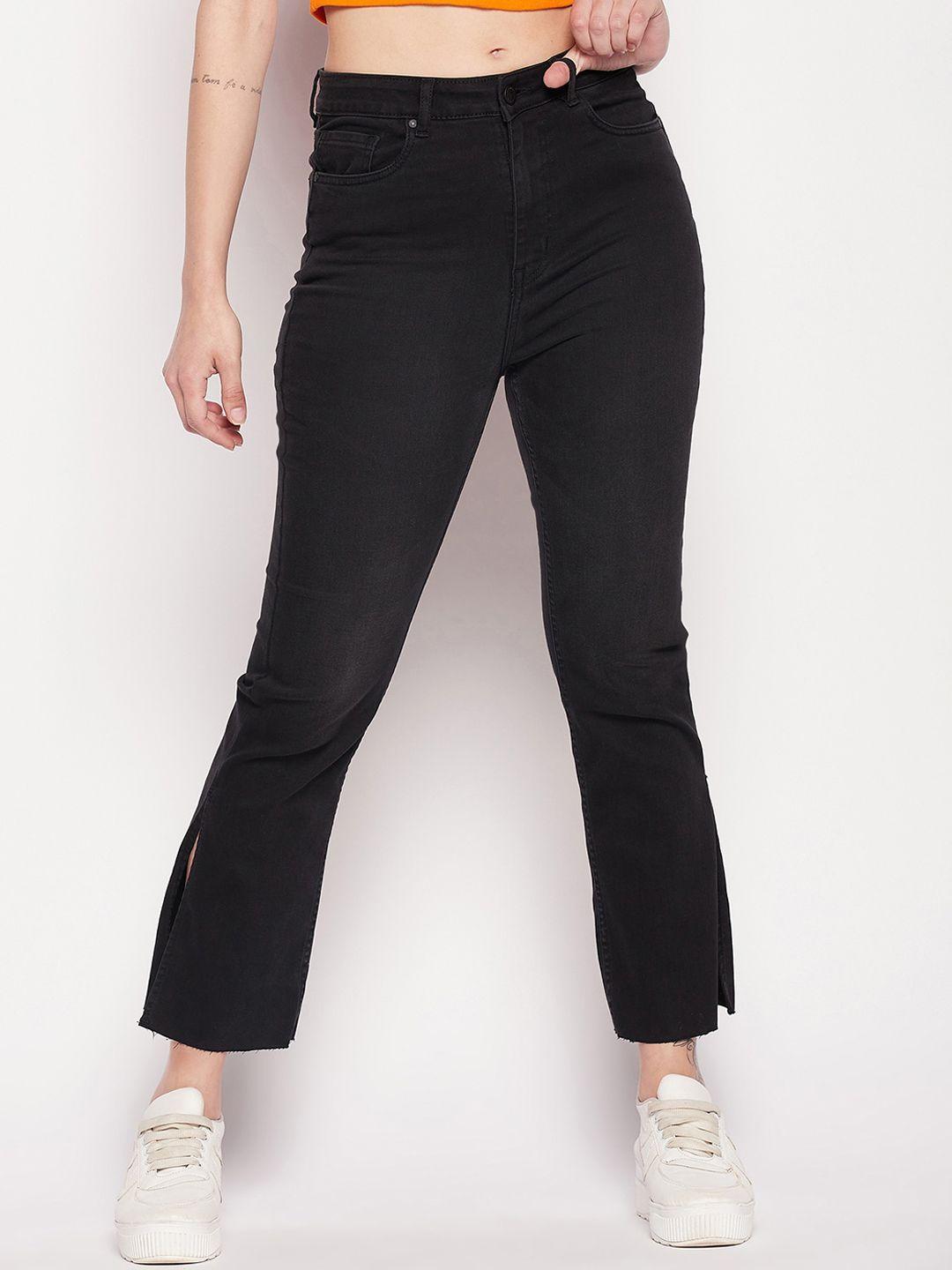 madame women flared mid-rise cotton jeans