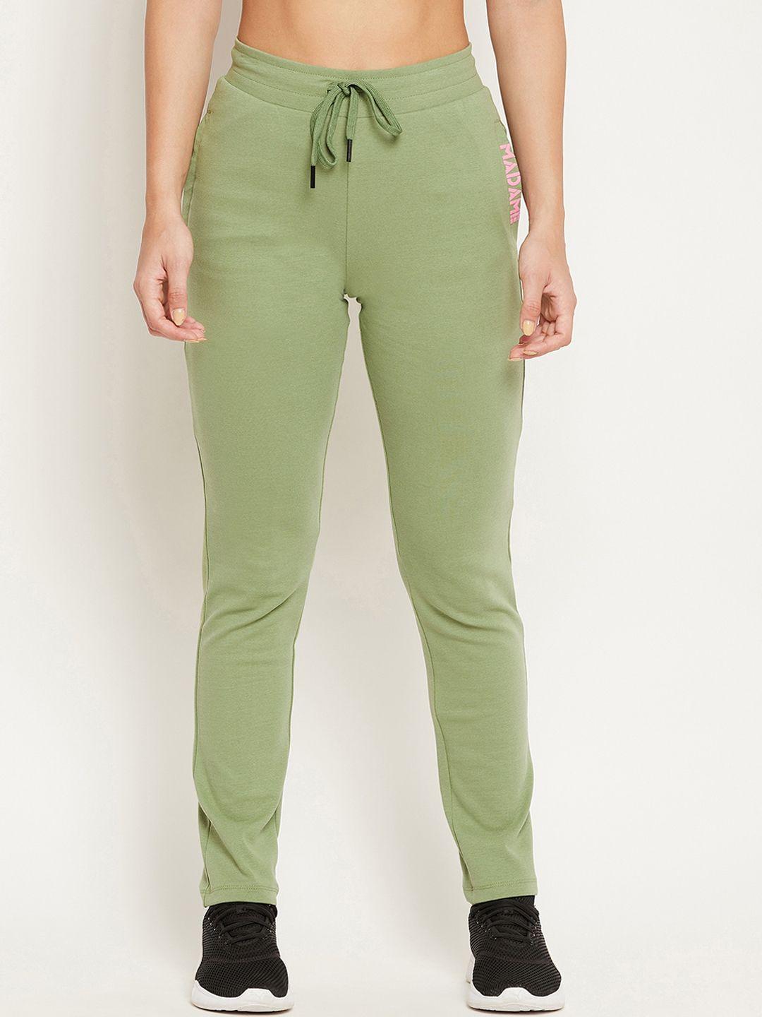 madame women green solid track pants