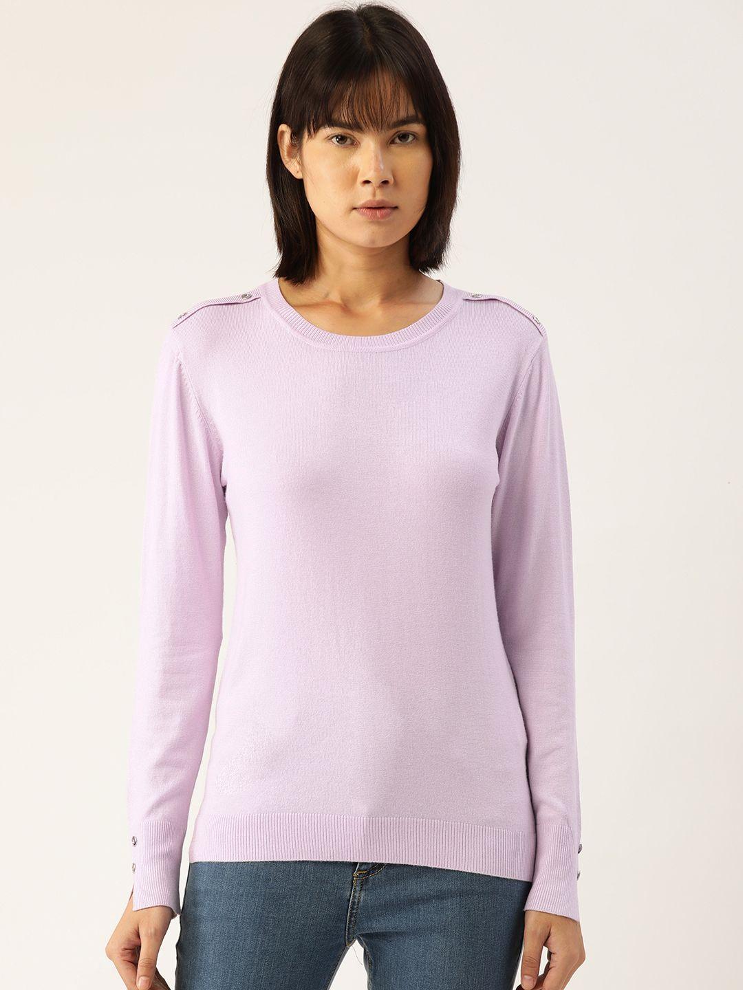 madame women lavender solid pullover