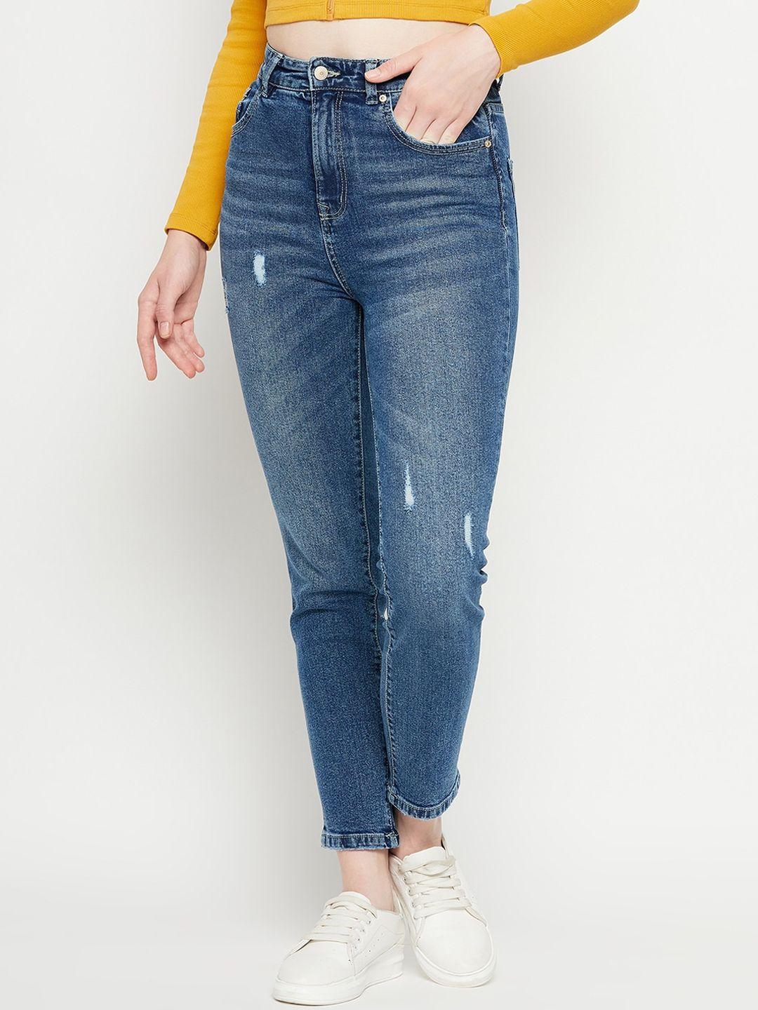 madame women mildly distressed heavy fade whiskers cotton jeans
