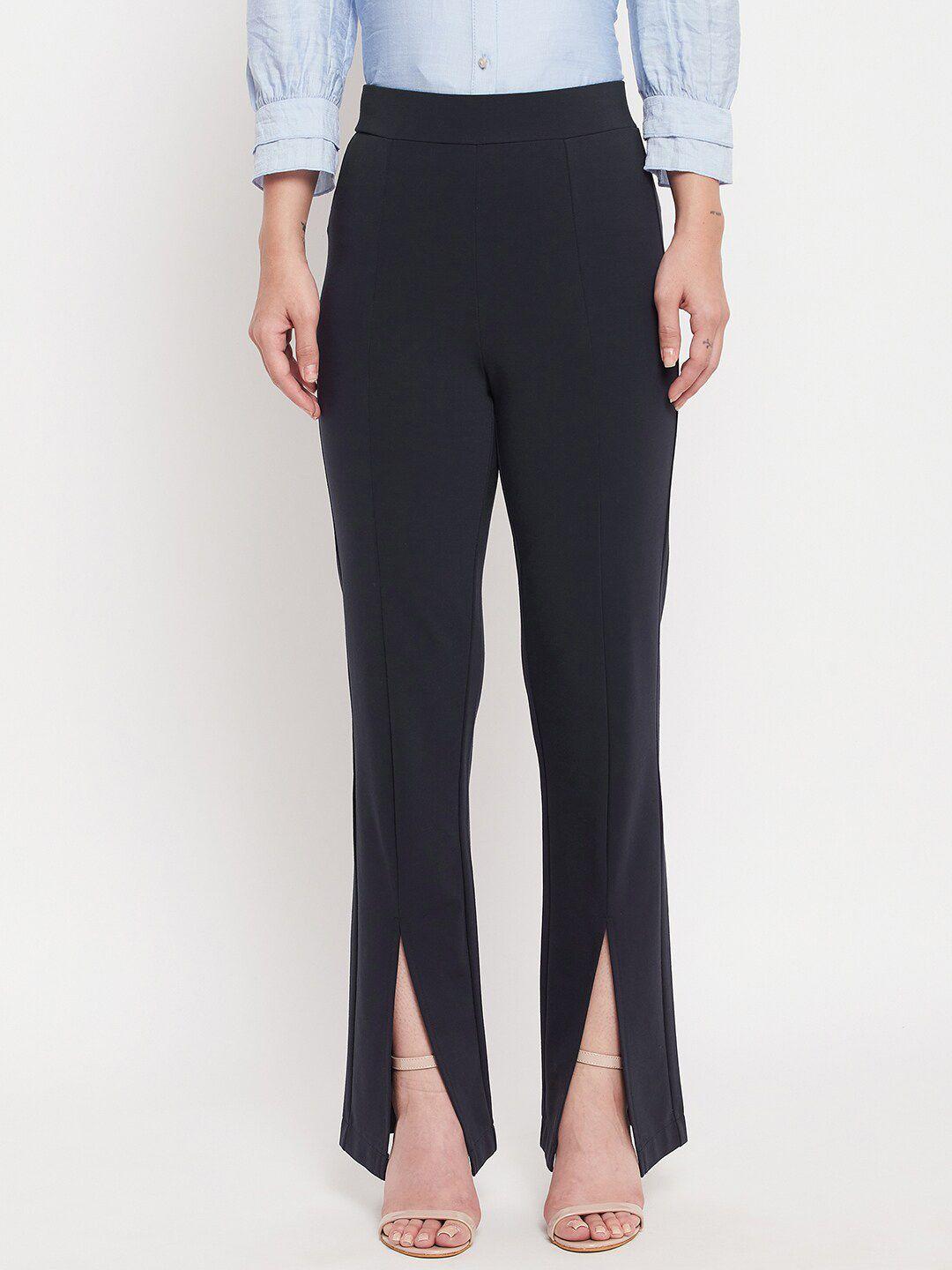 madame women navy blue jeggings with slits