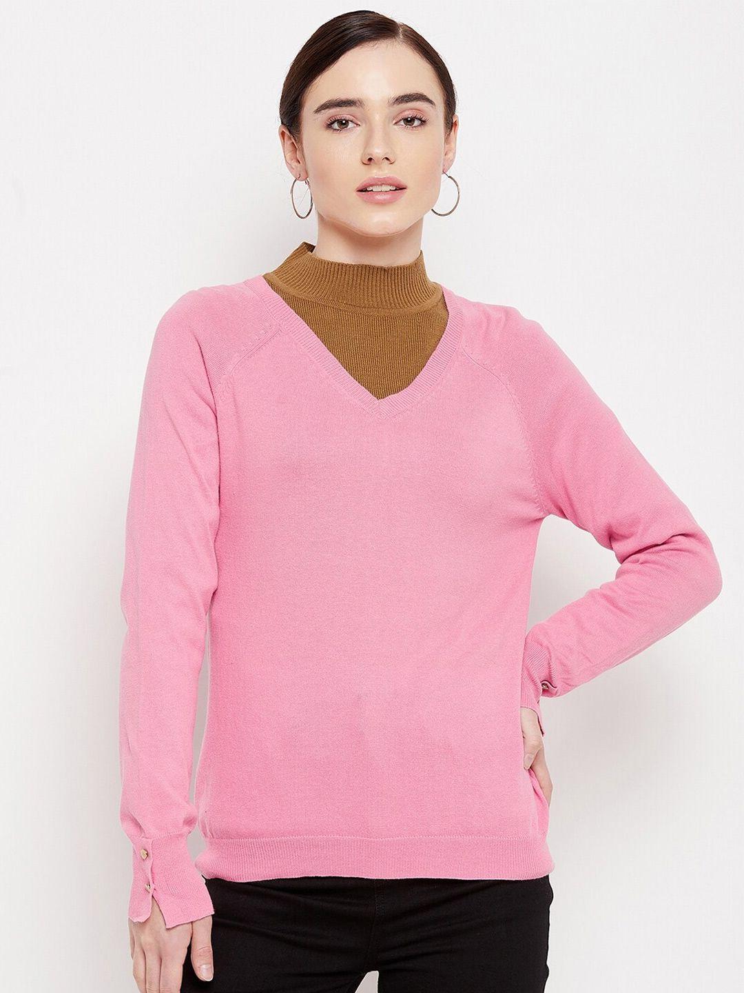 madame women pink solid pullover