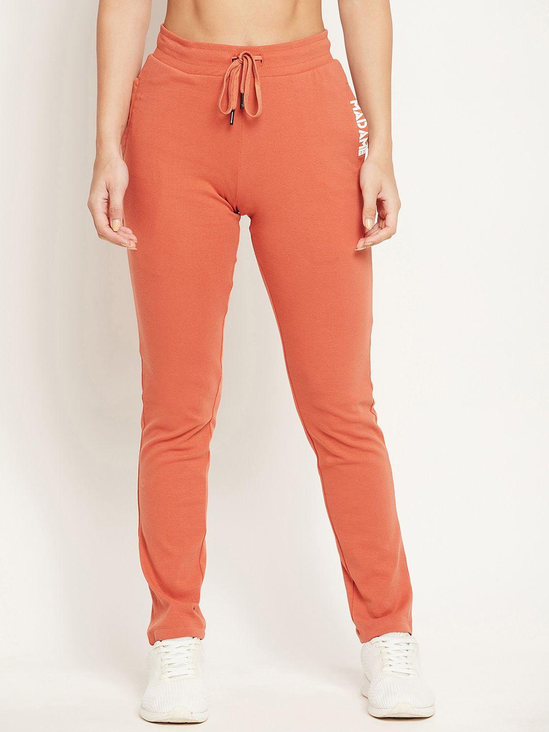 madame women rust solid track pants