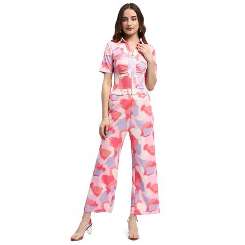 madame abstract print red top with trouser co-ord set