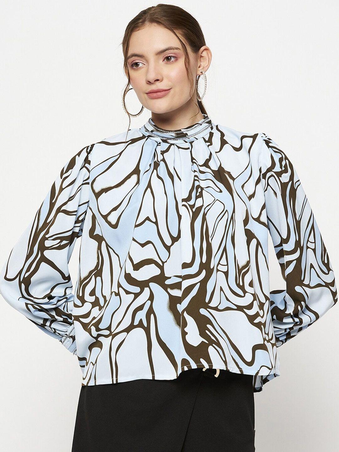 madame abstract printed batwing sleeve regular top