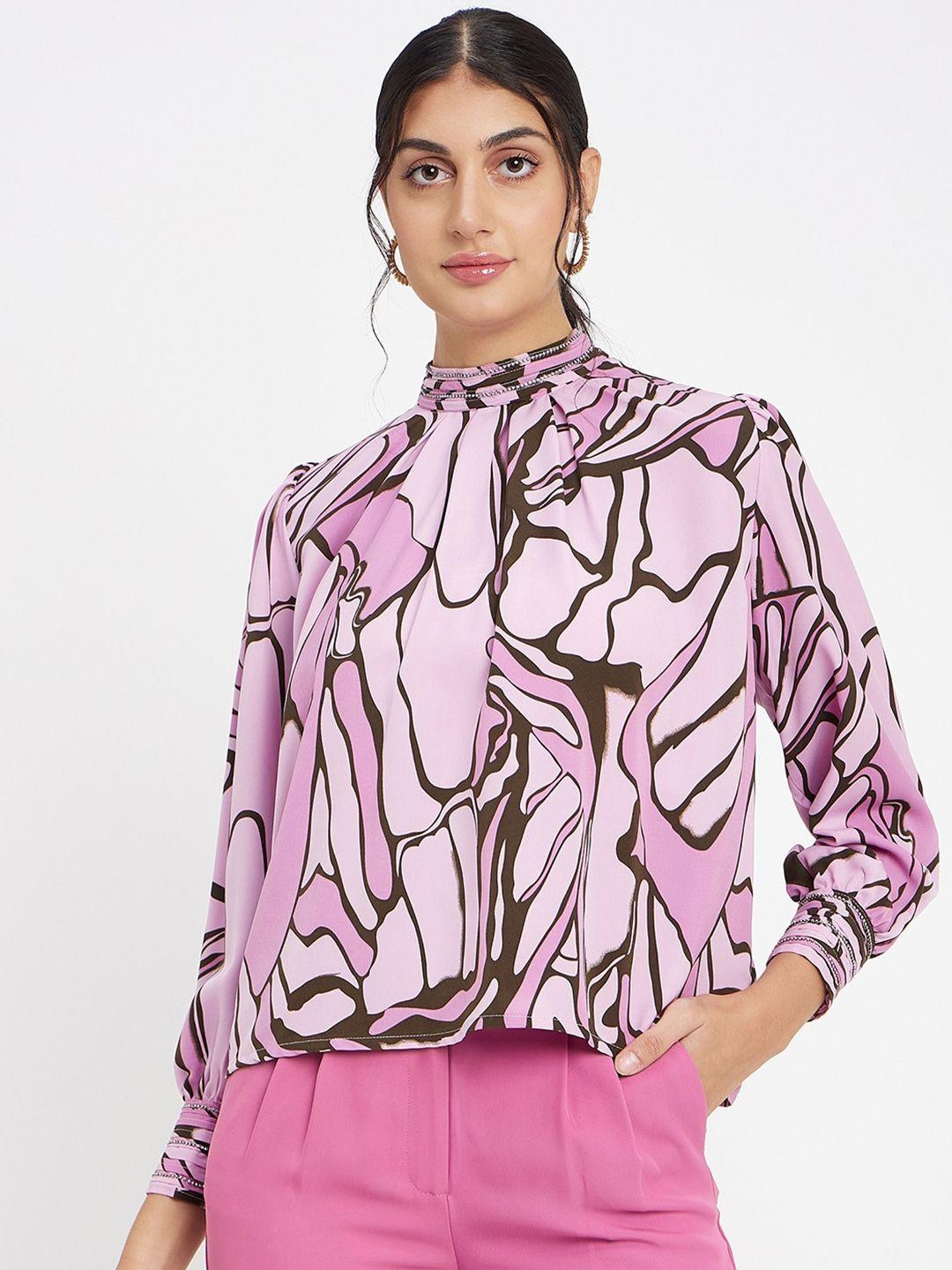 madame abstract printed bishop sleeve top