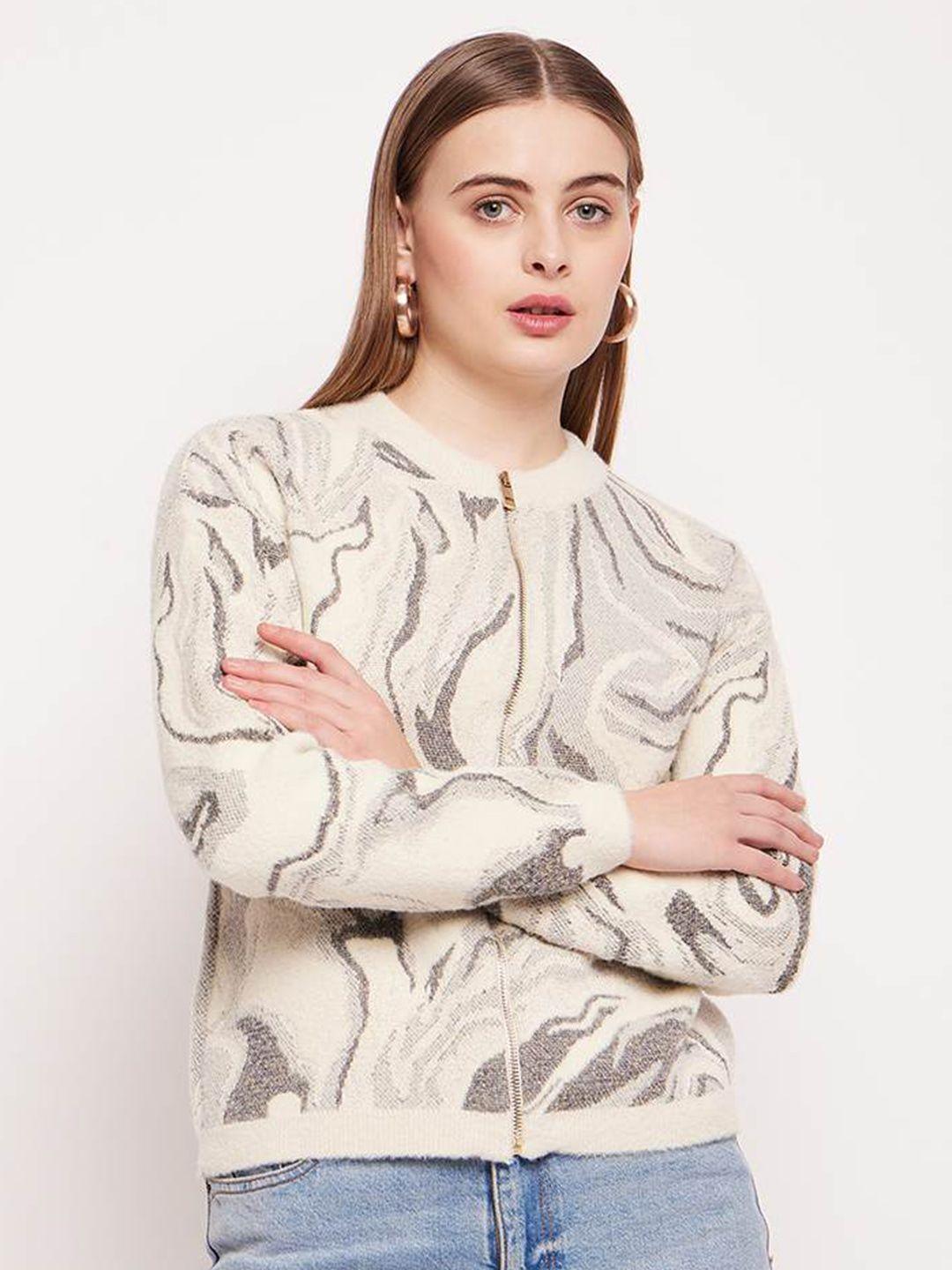 madame abstract printed cardigan sweater