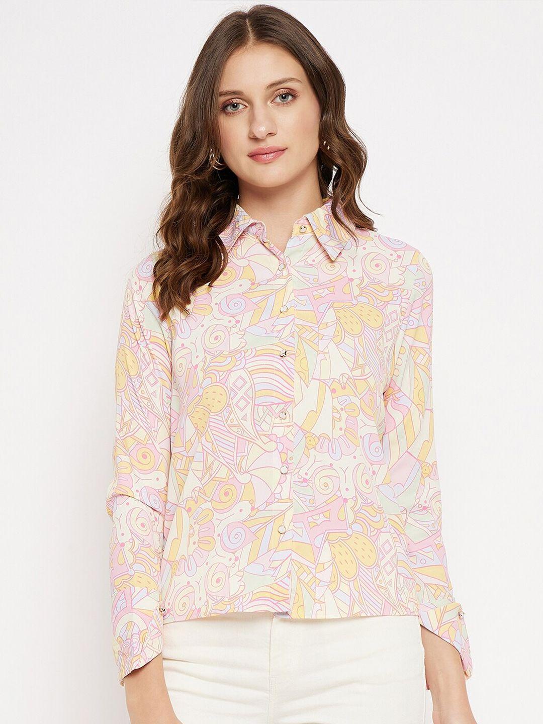 madame abstract printed long sleeves casual shirt