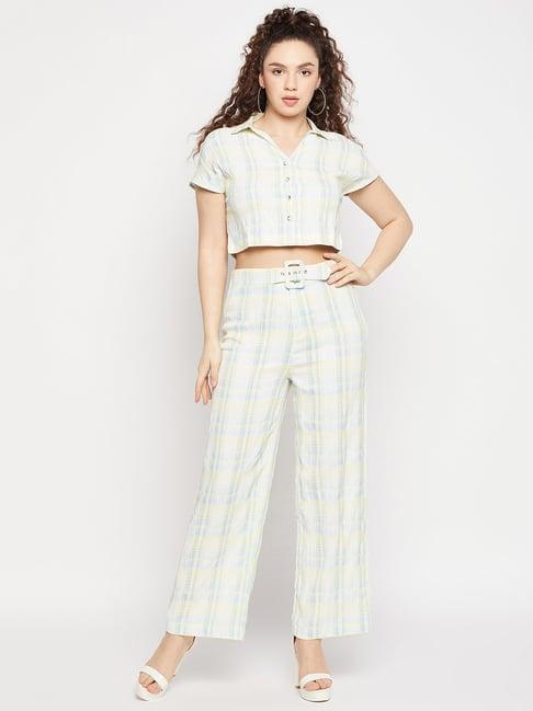 madame aqua check top with pants