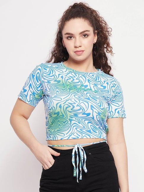 madame aqua printed crop top