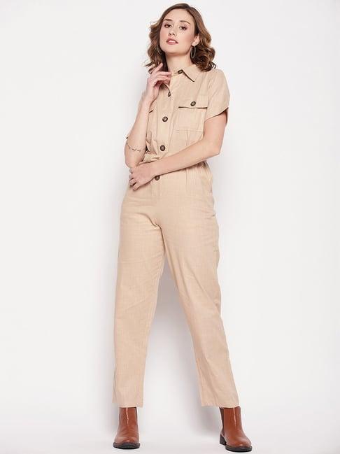 madame beige cotton jumpsuit