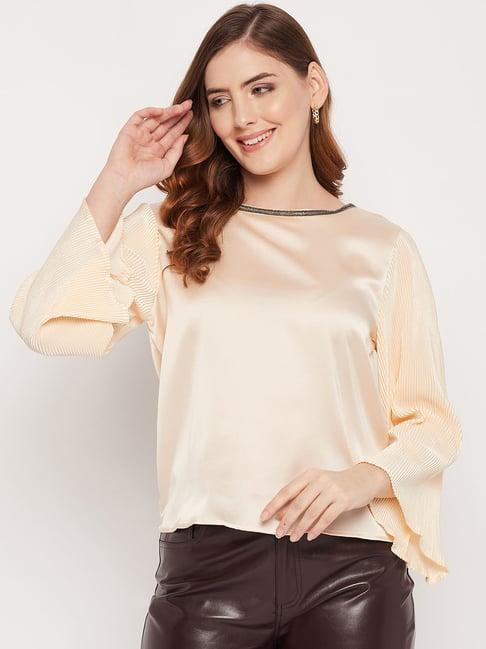 madame beige regular fit textile top