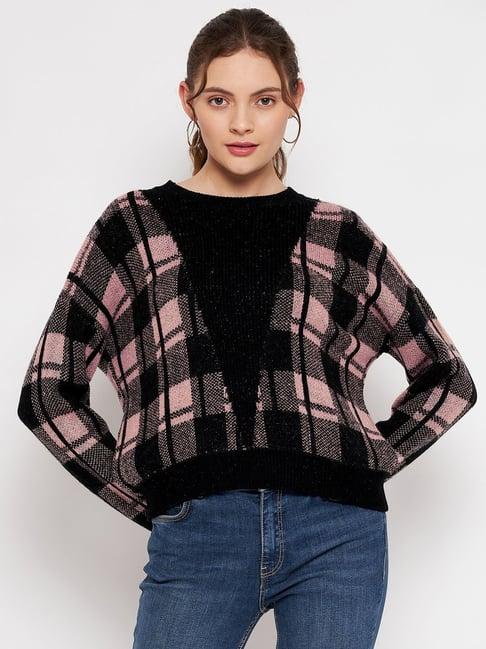 madame black & pink check sweater