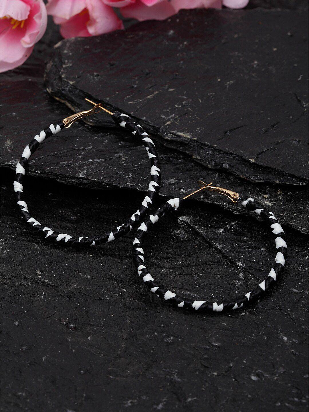 madame black & white circular hoop earrings
