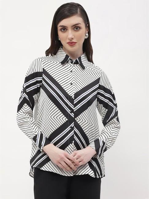 madame black & white printed shirt