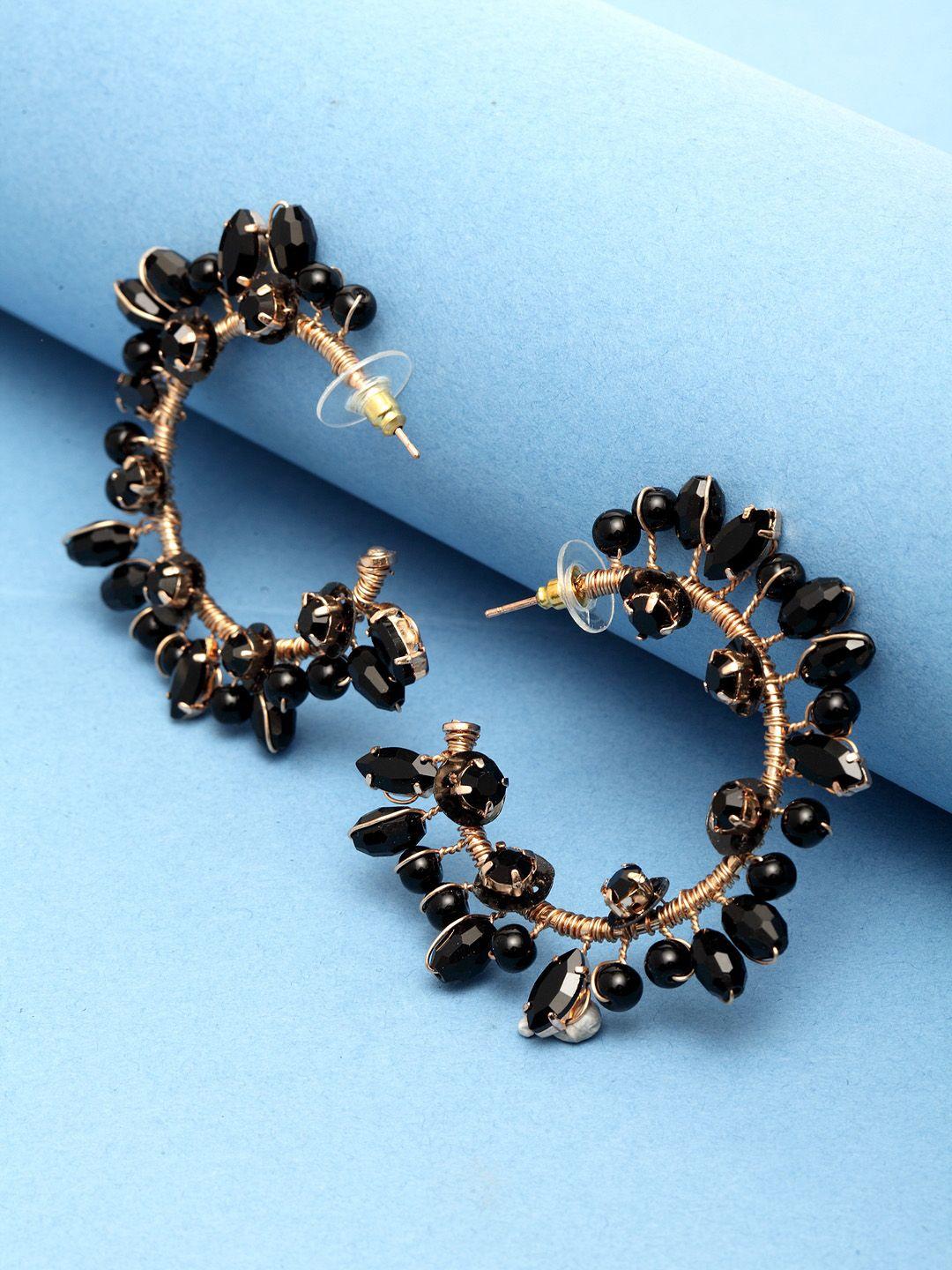madame black  rose gold plated circular half hoop earrings