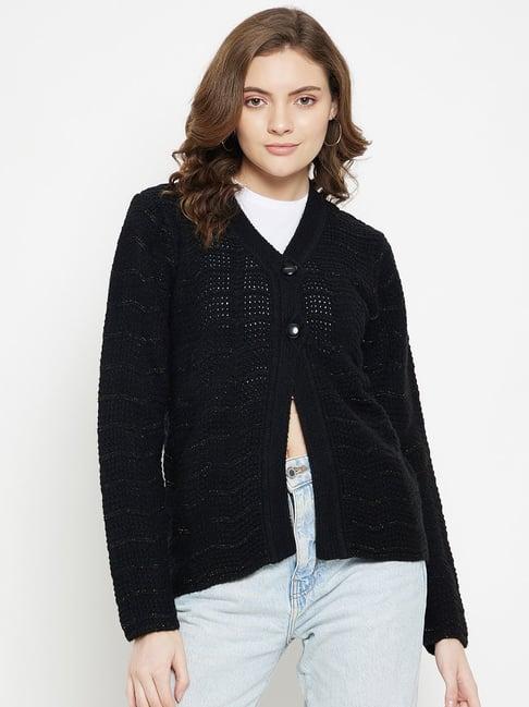 madame black textured cardigan