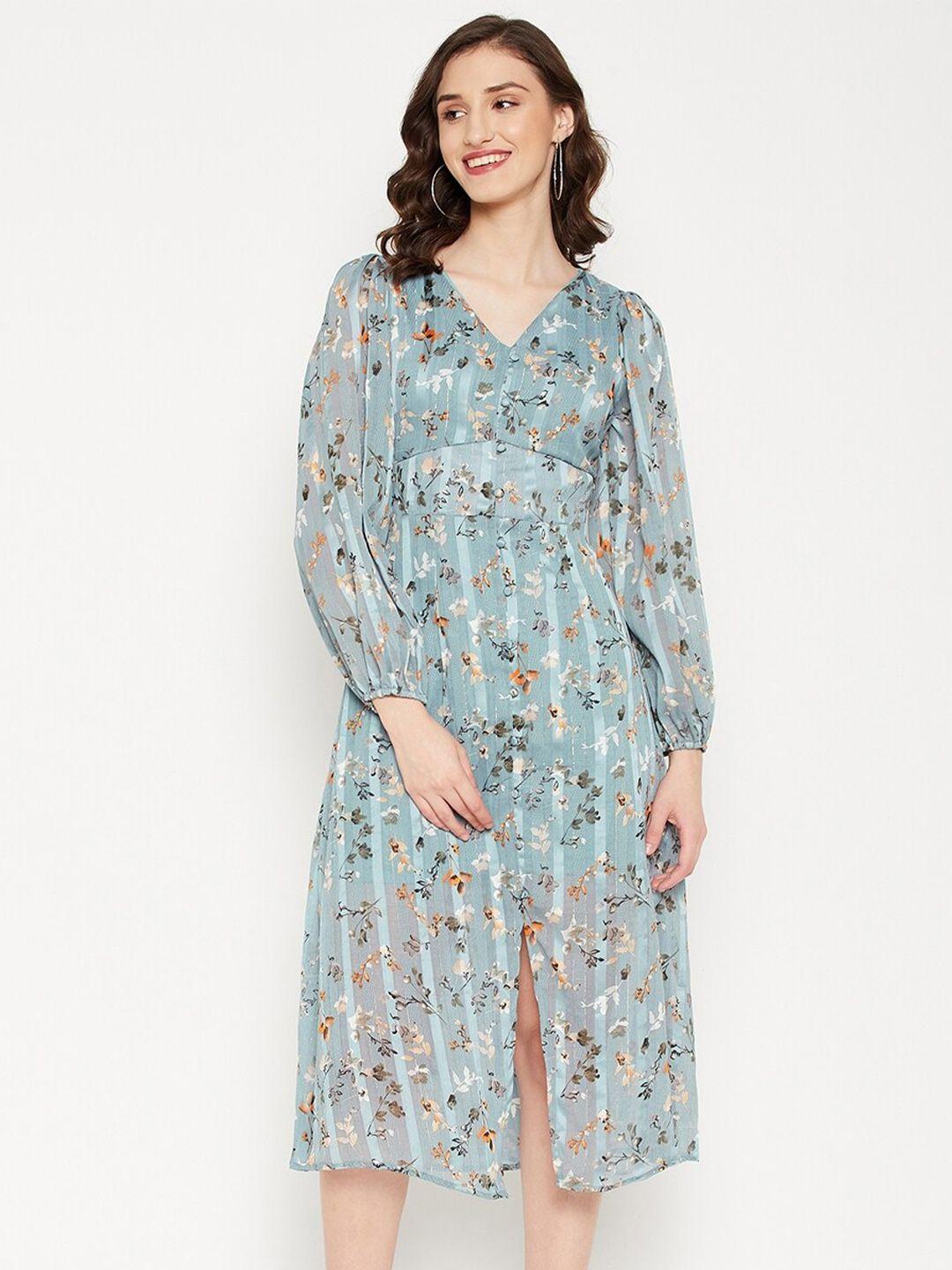 madame blue floral midi dress