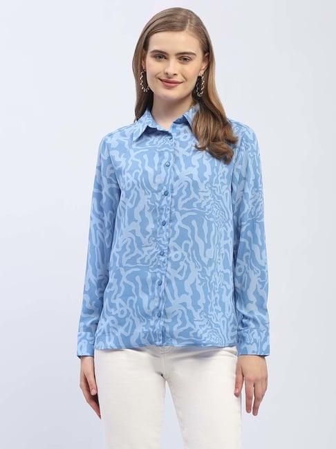 madame blue printed shirt