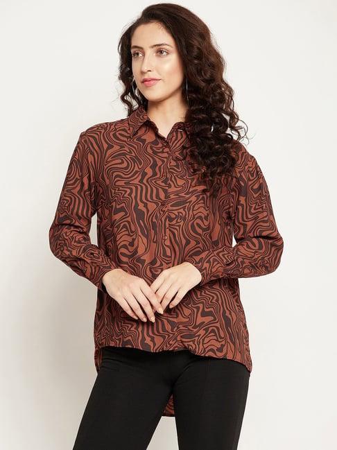 madame brown printed regular fit shirt