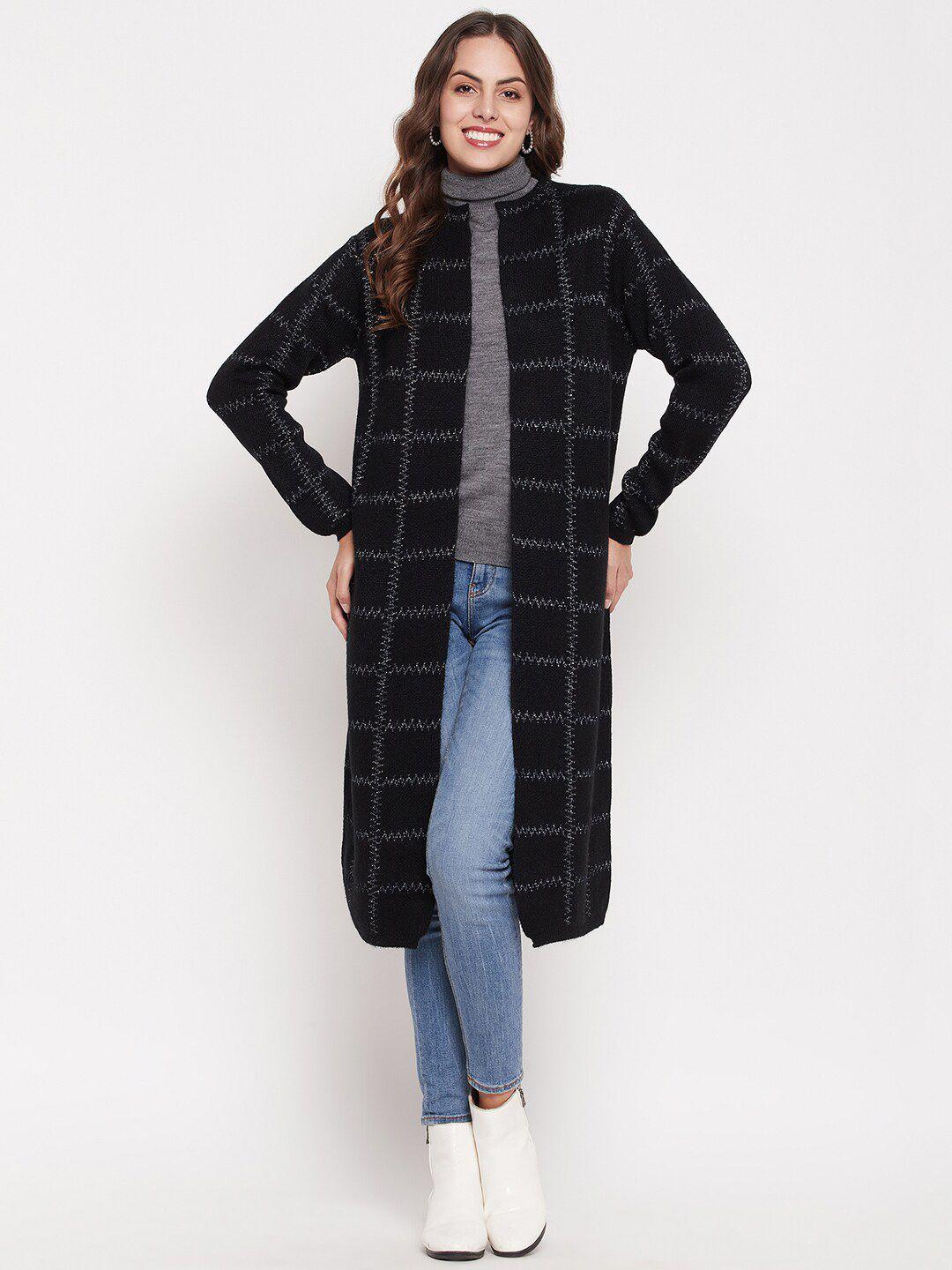 madame checked longline open front shrug