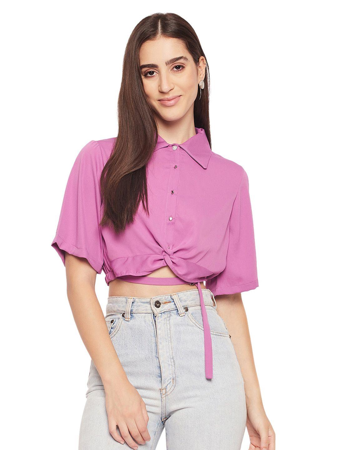 madame cotton shirt style crop top