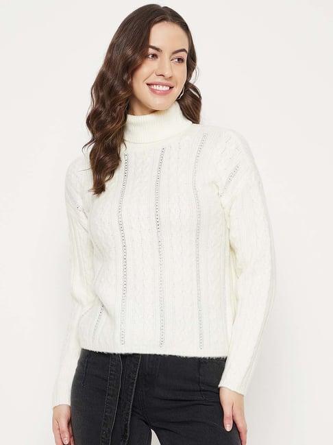 madame cream self pattern sweater