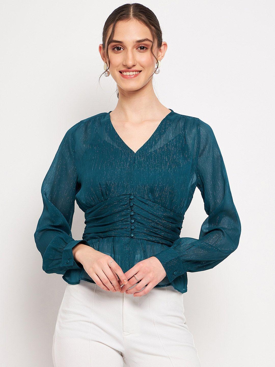 madame cuffed sleeve cinched waist top